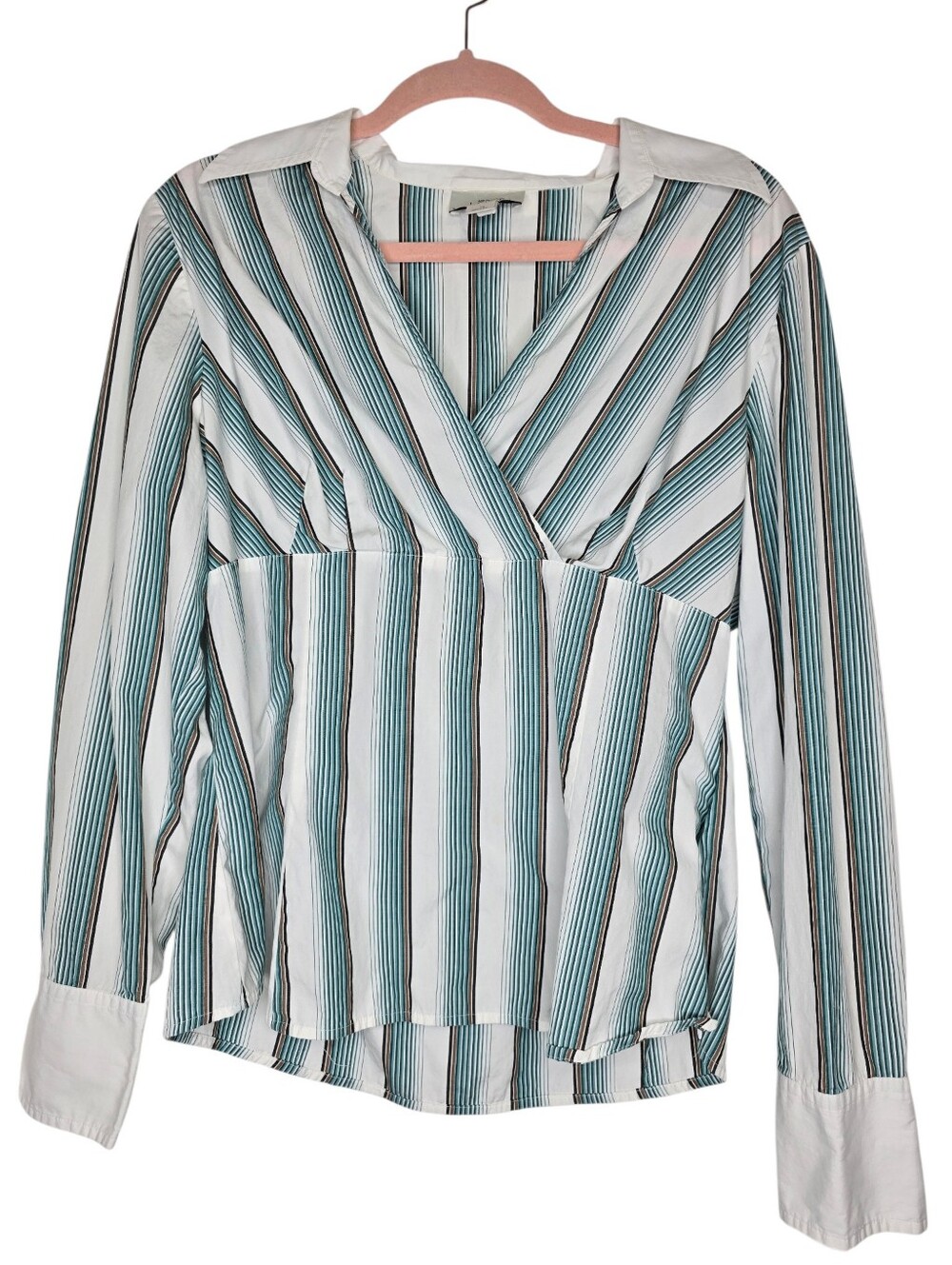 Loft vintage/Y2K-era wrap-style striped blouse
